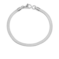 Polished silver stainless steel flat snake chain bracelet with lobster clasp closure - 4mm-19cm (33318) / Steel