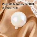 Iridescent 4cm white pearl cake topper ball decoration on gold satin background - 4cm Milky White Ball 1Pc