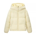 Light yellow hooded padded jacket with quilted design and front zipper closure - S / Light Yellow