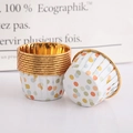 50pcs heat resistant cupcake liners with colorful polka dots and golden foil rim - Single-sided Gold Colorful Dots