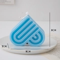 Blue heart-shaped aromatherapy candle with unique labyrinth texture and white label - Geometric Heart (Rosemary Mint)