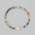 Bracciale bohémien fatto a mano con perle di cristallo colorate e ciondolo lettera Q oro - Lettera Q