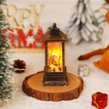 Close-up of vintage bronze LED Christmas lantern with Santa Claus on a wooden slice - Brushed Gold Santa