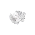 Dettaglio di un ciondolo a conchiglia argento con perla bianca e gemma a forma di goccia - VD1601 Conchiglia di Perla in Oro Bianco