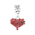 Macro shot of silver heart charm with red rhinestones and a delicate bow clasp - 31-Gift Box Heart