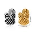 Studs de lèvre chouette en acier inoxydable doré et argenté avec dimensions détaillées - Hibou-NO 16