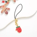 Christmas red glove phone charm with green cuff and white polka dots pendant accessory - Gloves / Gold