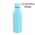 550ml insulated stainless steel cola bottle in matte ocean blue rubberized finish - Powder Coating Ocean Blue