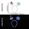 Christmas headband with glow-in-the-dark clouds and hat in normal and UV light - Santa & Snowflake Style