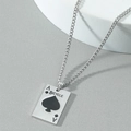 Collana uomo punk hip hop argento con ciondolo asso di picche inciso bicycle - Asso di Picche