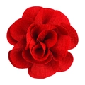 Detailed macro view of 7cm red bubble crepe handmade fabric flower texture and petals - No.11 Red