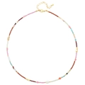 Handmade Bohemian colorful beaded necklace with shell accents and adjustable gold clasp - Bohemian Multicolor Natural Stone Necklace (XL-803J)