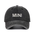 Washed black denim baseball cap with white MINI embroidery for children and toddlers - Black Kids (54cm)