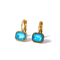 Elegant gold leverback earrings featuring rectangular blue zircon stones for women - Sea Blue (AE41597F5A5)