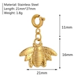 Golden stainless steel bee pendant with dimensions of 21mm by 27mm and 1.8g weight - Bee Pendant