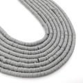 Strands of flat 6mm grey polymer clay disk beads for DIY bracelet jewelry making - 6mm / Grey