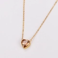 Elegant gold heart necklace featuring a champagne cubic zirconia stone pendant - Gold / Champagne