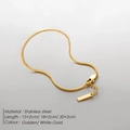 Detail view of gold stainless steel snake chain bracelet with length parameters - 15+2cm / Square Chain 1.5mm / 18K Gold