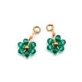 Handmade emerald green beaded flower charm with golden wire finish for DIY jewelry making - Transparent Dark Green