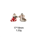 Front and back detail of 17x18mm Christmas stocking alloy pendant with red enamel and rhinestones - Rhinestone Christmas Sock-17*18mm