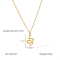 Detailed view of gold snake pendant necklace with precise measurement specifications - Snake Pendant Style (HC-N40117)