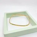 Elegant gold square-round titanium steel bangle featuring a small inlaid rhinestone - 367 Gold Square Bangle with Stones (367 Gold Square with Stones)