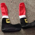 Christmas Santa Claus boots furniture leg covers in classic red and black felt fabric - Christmas Solid Color Table Leg Cover