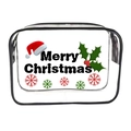 Transparent PVC Christmas makeup bag with black trim and Merry Christmas print - 022-Merry Christmas Text