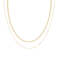 Set collana a doppio strato in titanio placcato oro 18K con catena a serpente e o - Oro