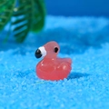 Luminous pink miniature flamingo duck resin figurine on blue sand for fairy gardens - Red