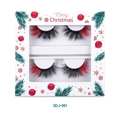 Faux mink fake eyelashes in black and red gradient with festive Christmas gift box - Black and Red Gradient Style (SDJ-001)