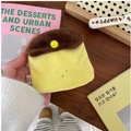 Plush Pompompurin inspired coin purse in bright yellow fabric with a brown hat - Caramel Pudding (Caramel)