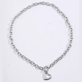 Minimalistische roestvrijstalen ketting met hart hanger en toggle sluiting op wit - Alleen Hart Ketting 029