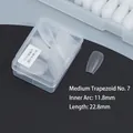 Translucent matte medium coffin press-on nail tips size 7 in a transparent box - DA05 Matte Medium Trapezoid No.7 50Pcs