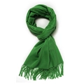 Soft green cashmere-feel scarf with elegant fringe trim on a clean white background - 70*200cm / Verdant