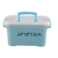 Boîte de rangement bleue pour puzzles avec poignée et dimensions 24x18x13cm imprimées devant - Boîte de Rangement Moyenne