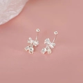 Silver lily of the valley earrings with romantic bow pendant on pink textured background - Butterfly Bow Lily Pendant (A69)