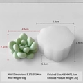Succulent cactus silicone candle mold showing white mold and green wax成品 specifications - Succulent H-0561