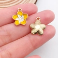 Yellow and white enamel flower charm for DIY jewelry making with gold plated metal finish - Small Daisy 16x13mm