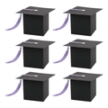 Set of 6 graduation cap candy boxes in black with purple tassels for party favors - Purple Tassel