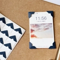 Set of black L-shaped adhesive photo corners on kraft paper for DIY scrapbooking album - Dark Blue