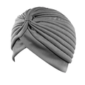 Eleganter grauer Turban-Hut für Damen mit Falten-Design und feiner Strick-Textur - Einheitsgröße / Dunkelgrau