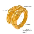 Gold stainless steel eagle claw ring with textured scale design in size seven - Size 7 Adjustable / Gold