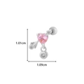 Silver bow bear ear stud with pink heart zircon and clear crystal measurements - Pink Rhinestone Heart Arrow Style (6# Silver)