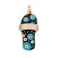 Goldener Flip-Flop-Anhänger mit schwarzer Emaille, Evil-Eye-Muster und Zirkonia - M916516-Black Schwarzer Pantoffel-Anhänger