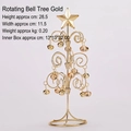 Golden iron spiral Christmas tree decoration with bells and top star, 28.5cm height - Gold Round Bell Tree