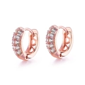Boucles d'oreilles créoles en or rose ornées de deux rangées de zircons clairs - Or rose