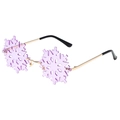 Lunettes de soleil sans monture en forme de flocon avec verres violets et métal doré - Monture Dorée Verres Violets