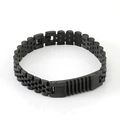 Men's matte black titanium steel link bracelet with industrial watch strap design - Black