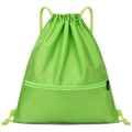 Fluorescent green drawstring backpack in ripstop nylon with front zipper pocket - Green